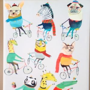 Ashley Percival's Whimsical Bicycling Animal Nursery Art Print